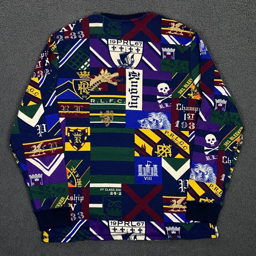 Polo Ralph Lauren Thermal Shirt Mens XL Rugby Collegiate Waffle Pajama Sleep - Picture 6 of 9
